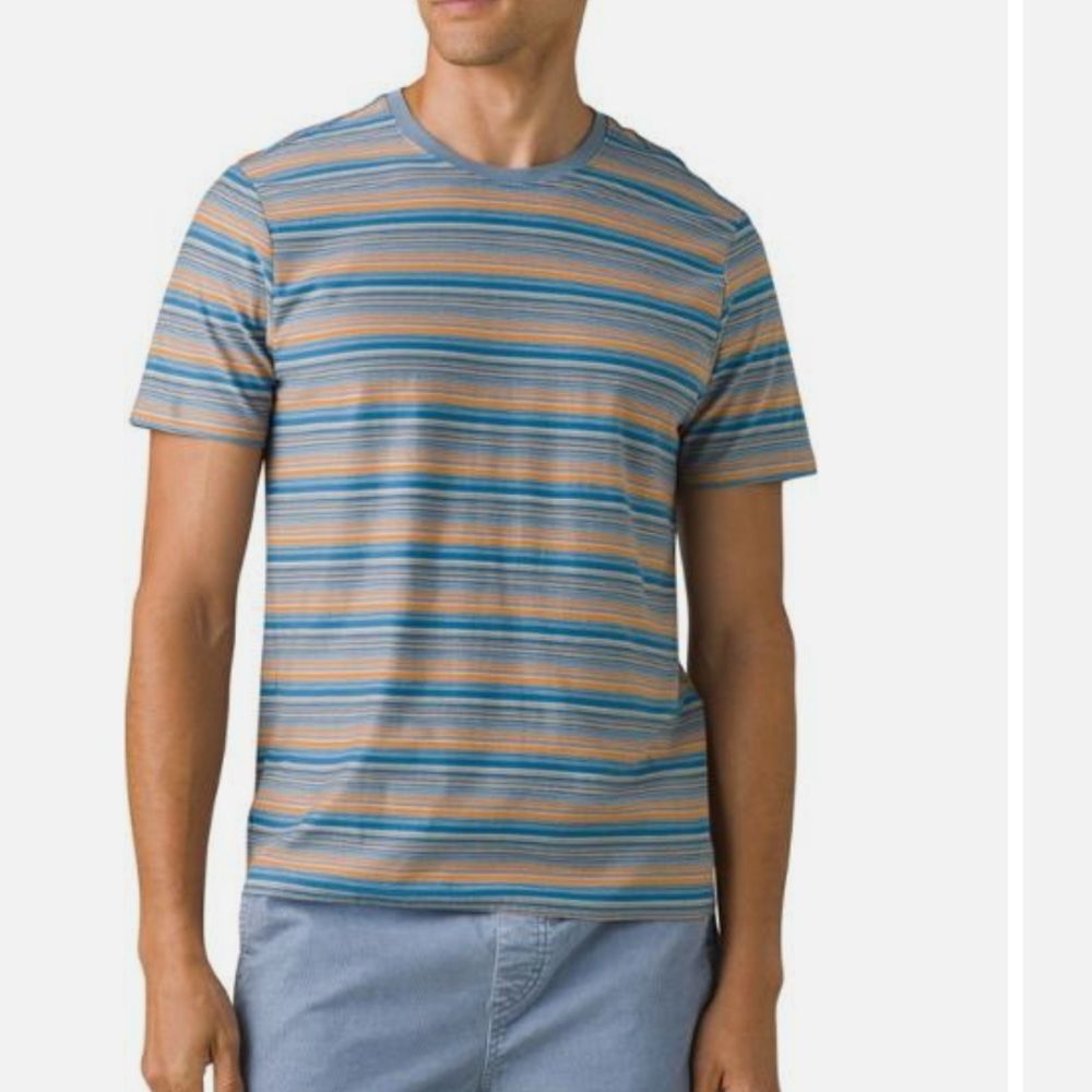 Prana Men's Cooper Point Crew tee shirt Organic Cotton Striped size XXL